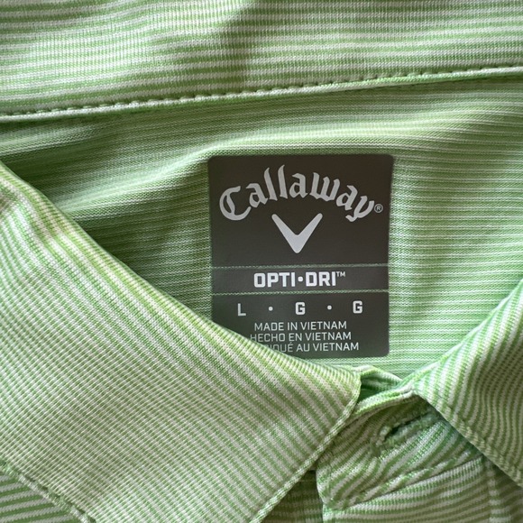 Callaway Golf Polo Shirt Mens Size Large Green White Stripe Dry Performance NWT - Picture 3 of 8